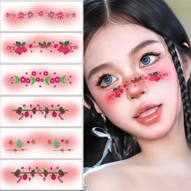 Cross-border Christmas Eco-Friendly Paper Temporary Tattoos Face Disposable Holiday Party Stickers Kids Lasting 7 Days Water
