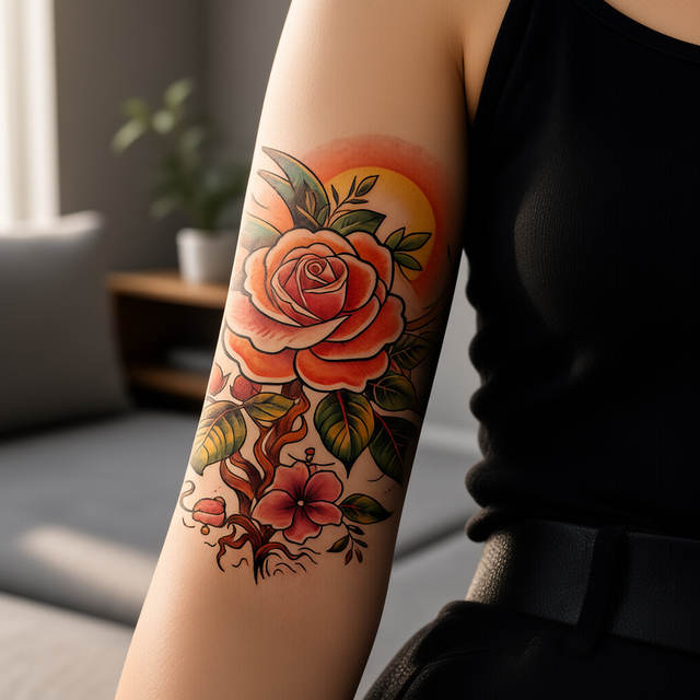 European American Style Colorful Sleeve Temporary Tattoo Sti view 4