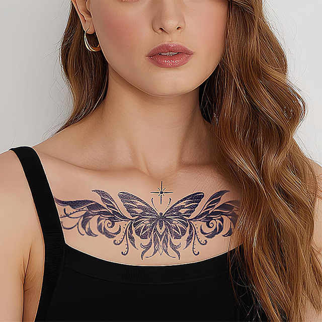 Sexy Flower Chest Body Temporary Tattoo 2 1 Herbal Eco-Frien view 4