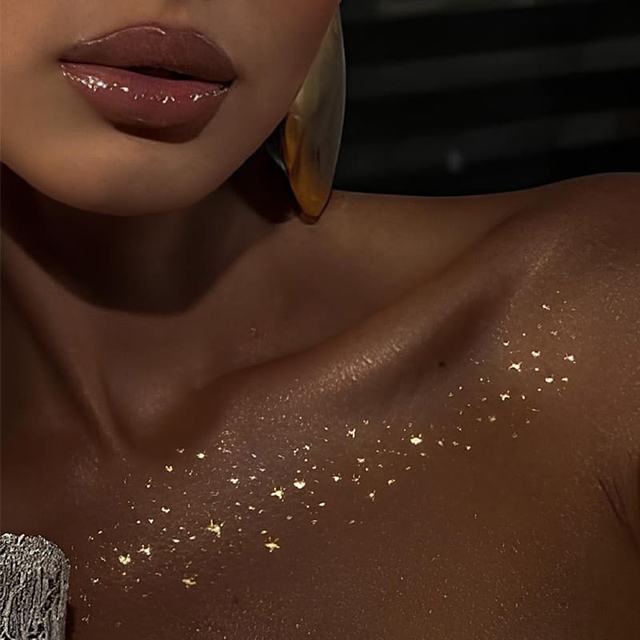 Gold Printed Collarbone Tattoo Stickers Body Paper Eco-Frien view 3
