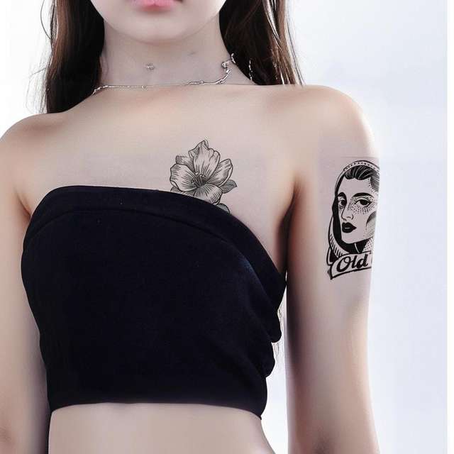 Cartoon Style Daisy Tattoo Sticker Eco-Friendly Paper 5-7 Days Temporary Tattoo for Arm Transfer Printed Floral Plant Design