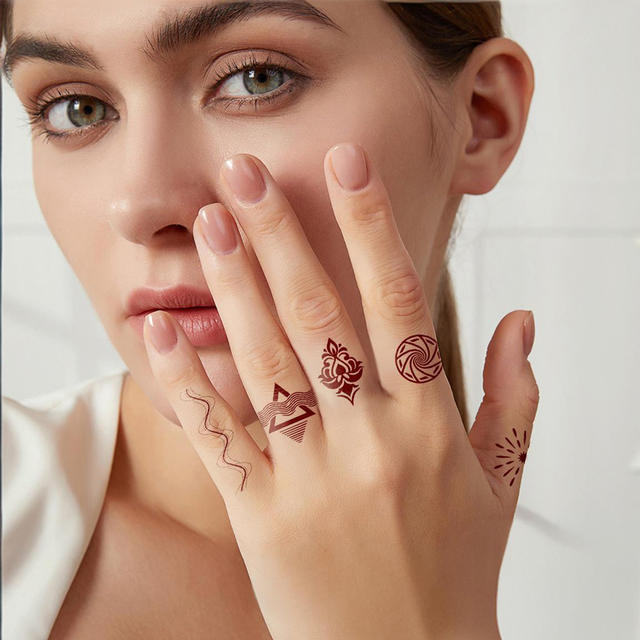 Red Henna Full Body Temporary Eco-Friendly Tattoo Stickers P view 2