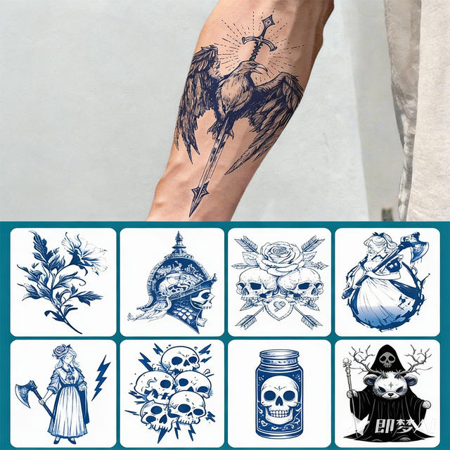 Herbal Juice Eco-Friendly Paper Tattoo Sticker Semi-Permanent Body Arm Waterproof Non-Yellowing Realistic Temporary Tattoo