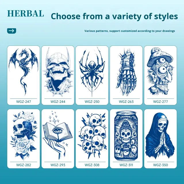 Herbal Juice Eco-Friendly Paper Tattoo Sticker Semi-Permanen view 4