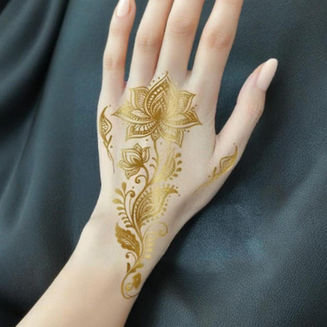 Exquisite Gold Foil Henna Tattoo Sticker Full Body Vintage E view 4