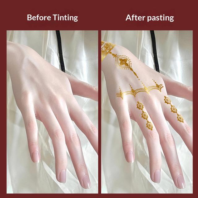 Exquisite Gold Foil Henna Tattoo Sticker Full Body Vintage E view 5