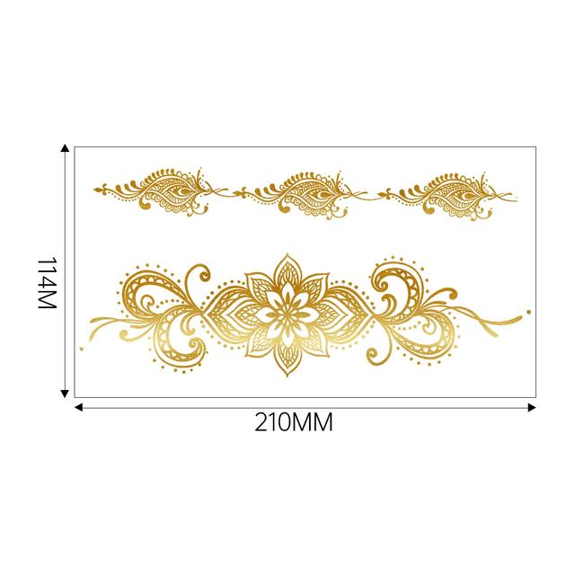 Exquisite Gold Foil Henna Tattoo Sticker Full Body Vintage E view 6