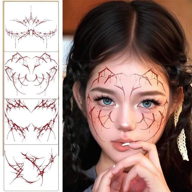 All Saints Personalized Paper Body Color Scar Face Tattoo Sticker Water Resistant Simulation Blood Cobweb Party Cos Special