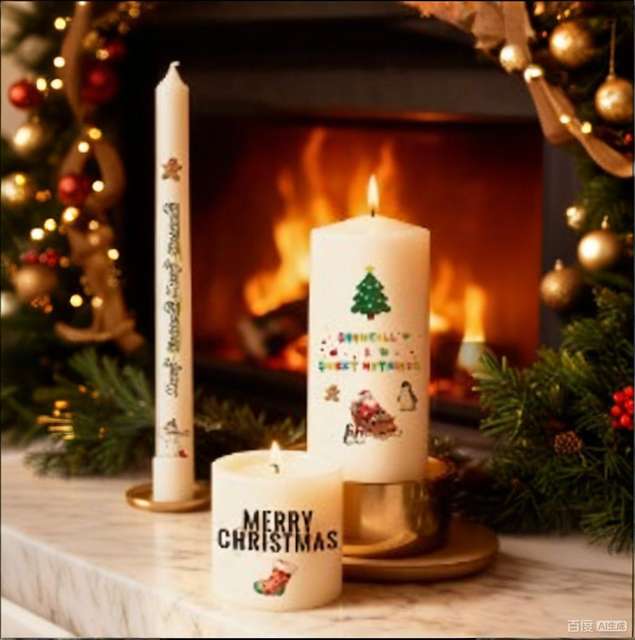 Christmas Candle Water Transfer Paper Stickers Custom Logo D view 2
