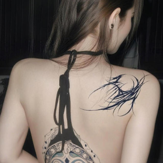 Herbal Eco-Friendly Tattoo Sticker Dark Gothic Flower Body E view 2