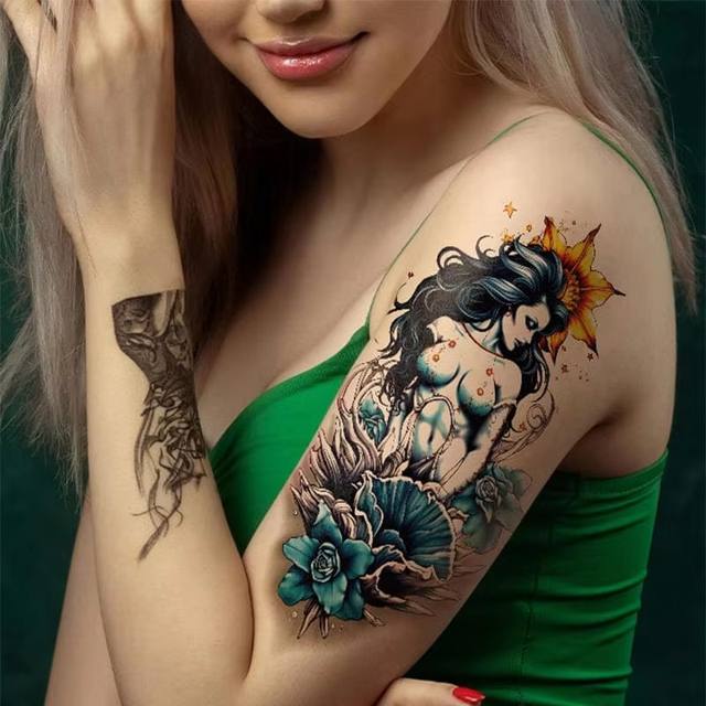 New Colorful Half Sleeve Big Rose Water Transfer Paper Tempo view 4