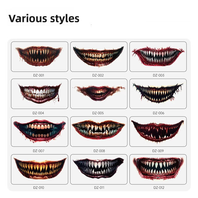 New Style Halloween Horror Thriller Big Mouth Temporary Eco- view 5