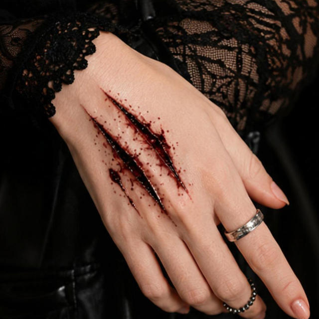 Waterless Blood Red Halloween Tattoo Stickers Eco-Friendly W view 3