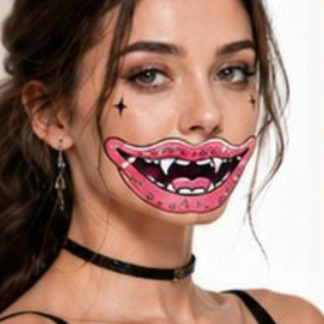 Halloween Vampire Lips Gothic Horror Style Body Lip Tattoo Sticker Waterproof Party Makeup Decal Water Transfer Paper Four-Color
