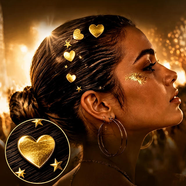 Hot Sale Temporary Water Transfer Hair Tattoos Gold Glitter Four-color Printed European-American Style Stickers Party Wedding
