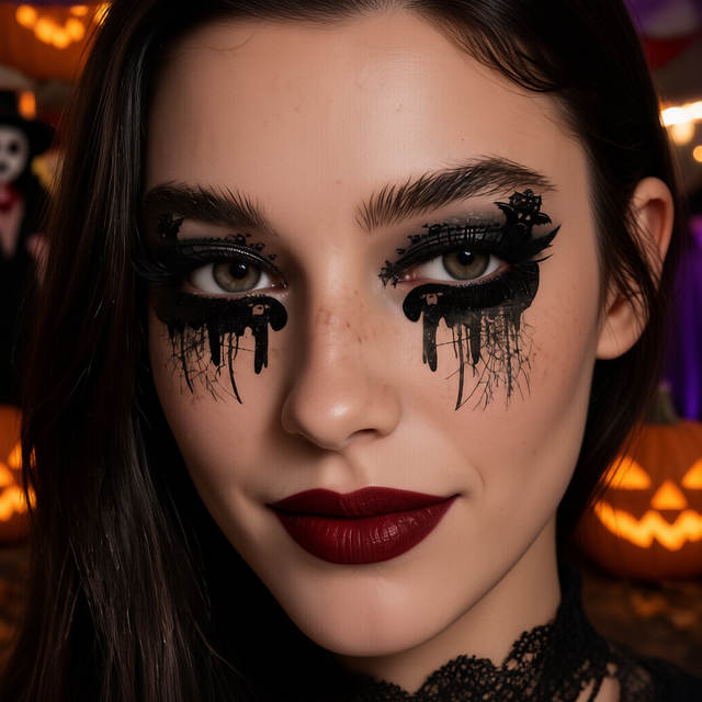 Matte Non-Reflective Halloween Tattoo Sticker Face Spider We view 4