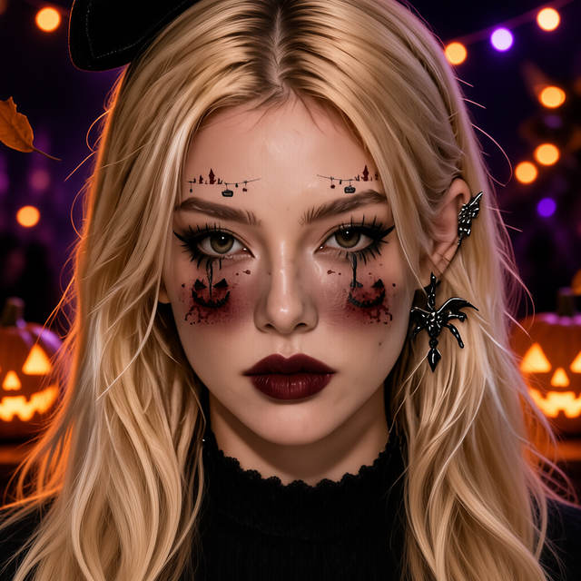 Matte Non-Reflective Halloween Tattoo Sticker Face Spider We view 5