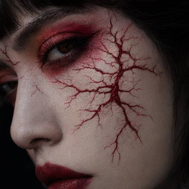 Halloween Waterproof Realistic Blood Vessel Face Tattoo Stic view 6