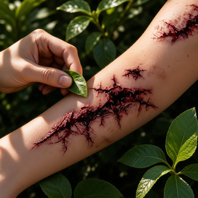 Halloween Temporary Tattoo Sticker Sewn Wound Flesh Tear Eff view 3