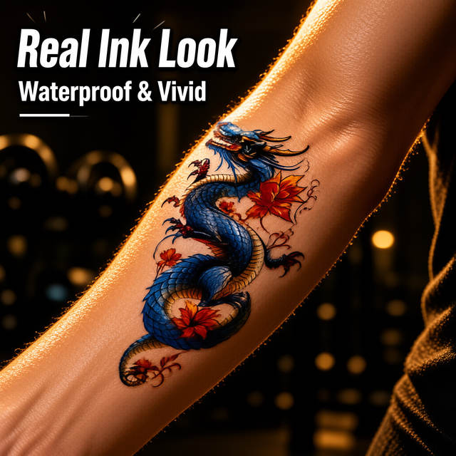 Waterproof Dragon, Tiger, Wolf Mythical Animal Tattoo Sticke view 5